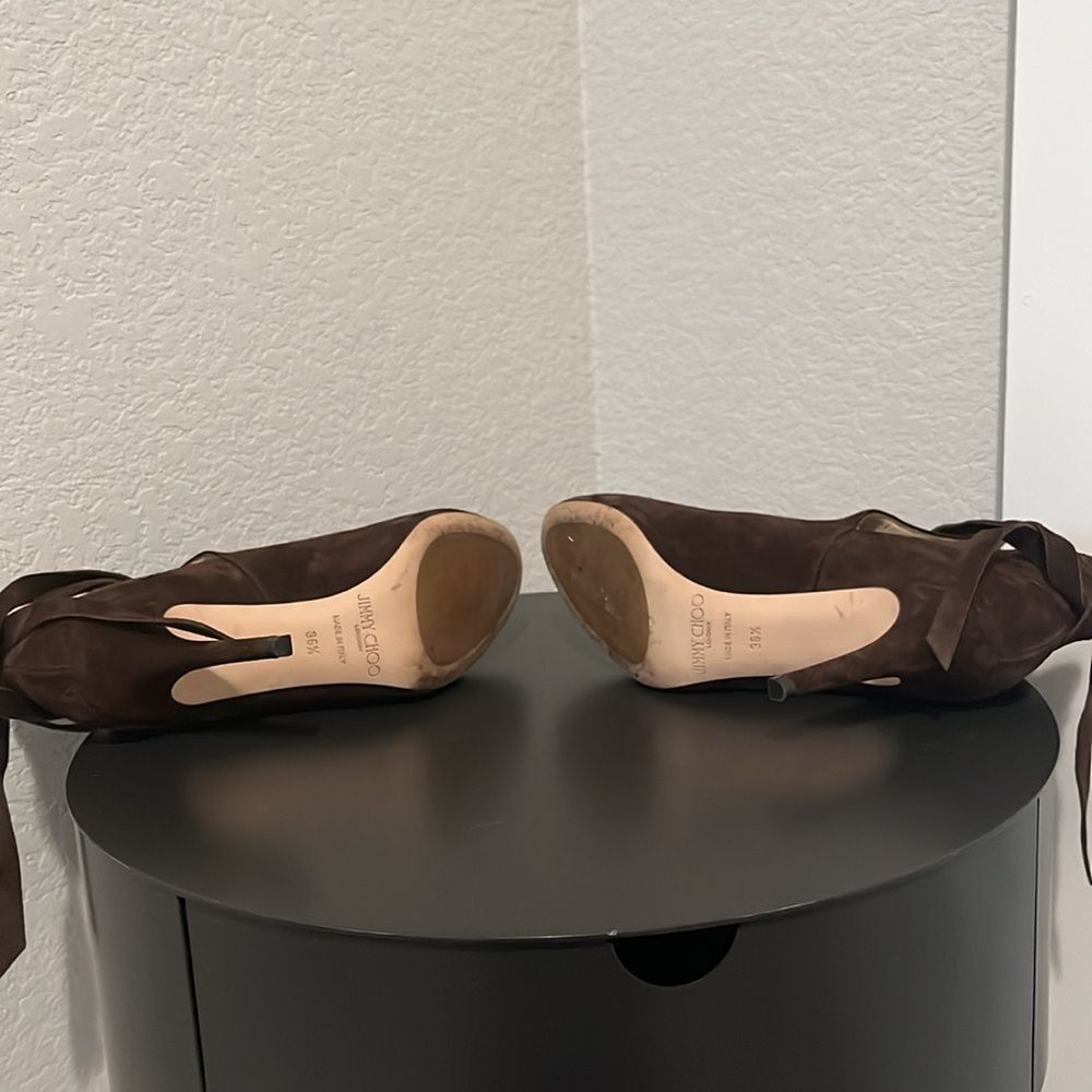 JIMMY CHOO Marina Tie Strap Brown Suede Booties, Size 36.5 (US- 6) - Picture 9 of 11
